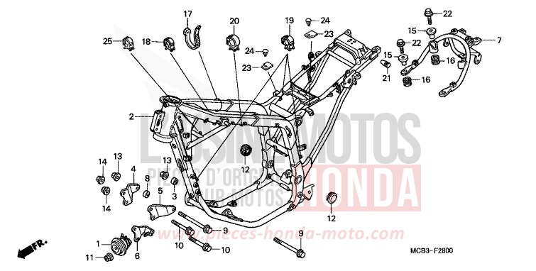 FRAME BODY for Transalp 650 SHIELD SILVER METALLIC (NH480) from 2001